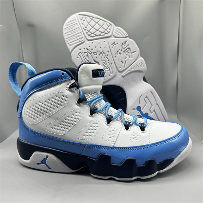 Men's Running weapon Air Jordan 9 White/Blue Shoes 036